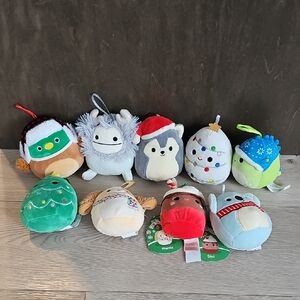 Squishmallows Plush Christmas Ornament‎ Lot Of 9